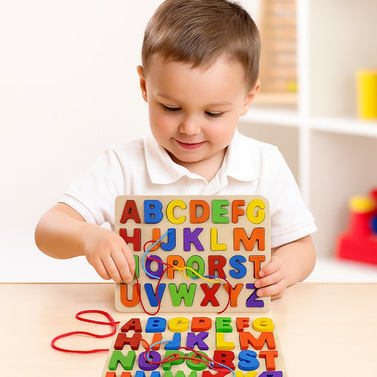 JEU ÉDUCATIF EN BOIS AVEC LETTRES MAJUSCULES COLORÉES ENFANTS MONTESSORI 74465