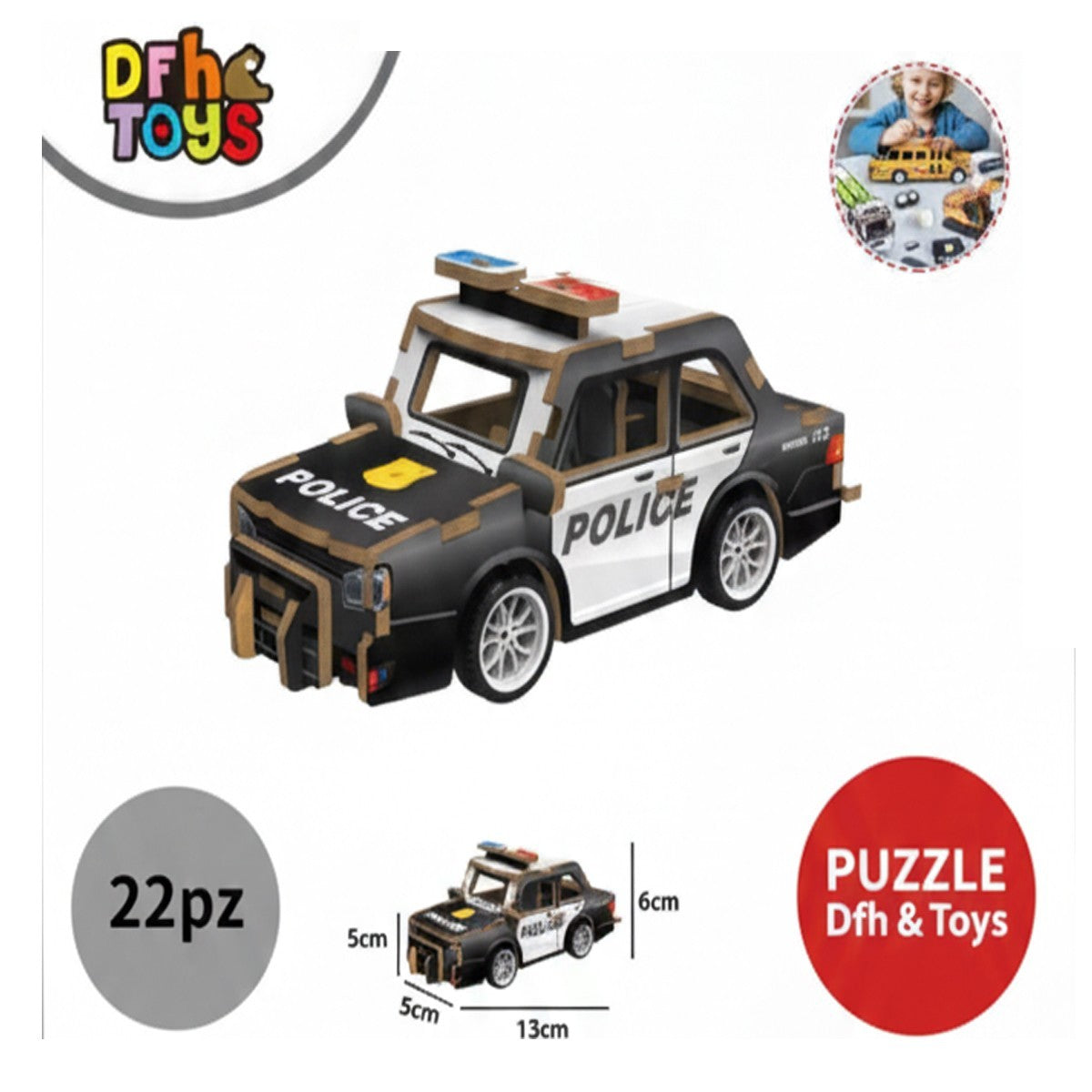 PUZZLE 3D AUTO POLIZIA LEGNO GIOCO COSTRUZIONI BAMBINI MACCHINA MODELLINO 32384