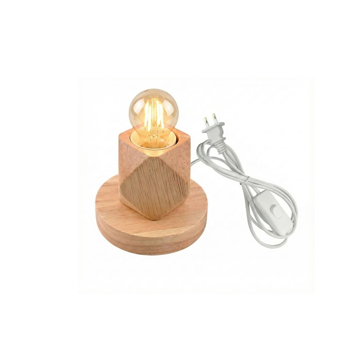 LAMPADA DA TAVOLO LEGNO E27 BASE PORTALAMPADA DESIGN MODERNO COMODINO ET-31635