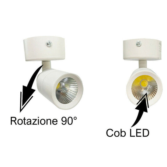 FARETTO LED SOFFITTO ORIENTABILE 5W LUCE CALDA MODERNO BIANCO APPLIQUE SPOT LED