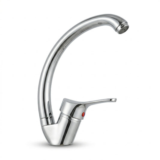 RUBINETTO MISCELATORE CUCINA MONOCOMANDO CROMATO COLLO ALTO GIREVOLE ACQUA 1587