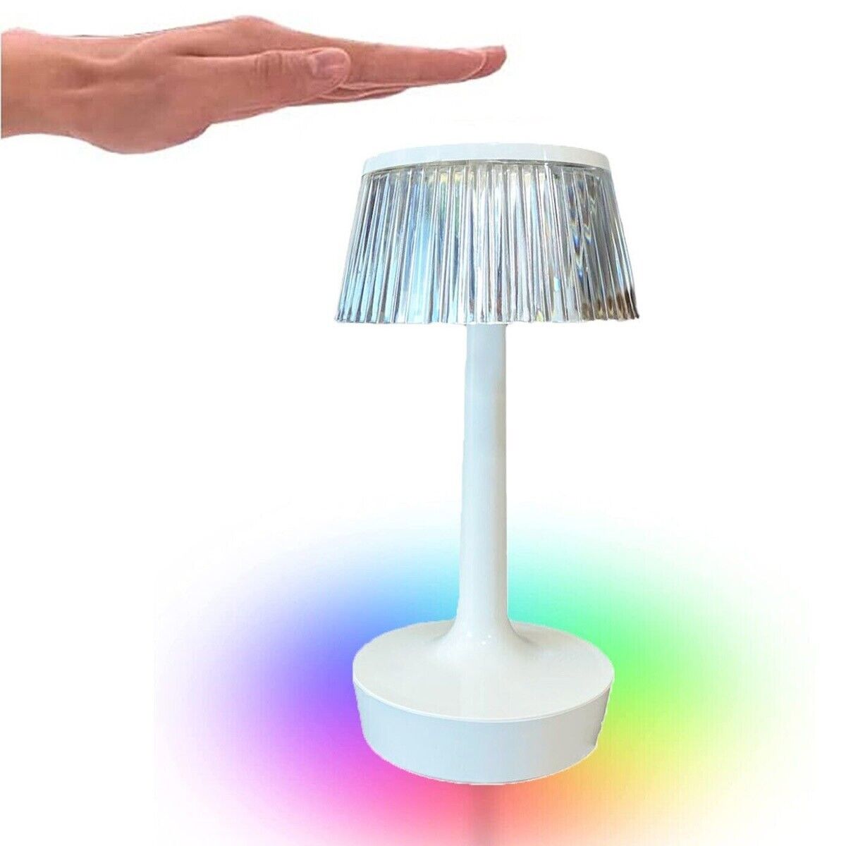 LAMPADA TAVOLO EFFETTO CRISTALLO RICARICABILE USB LUCE RGB LED BIANCA TD-307 *