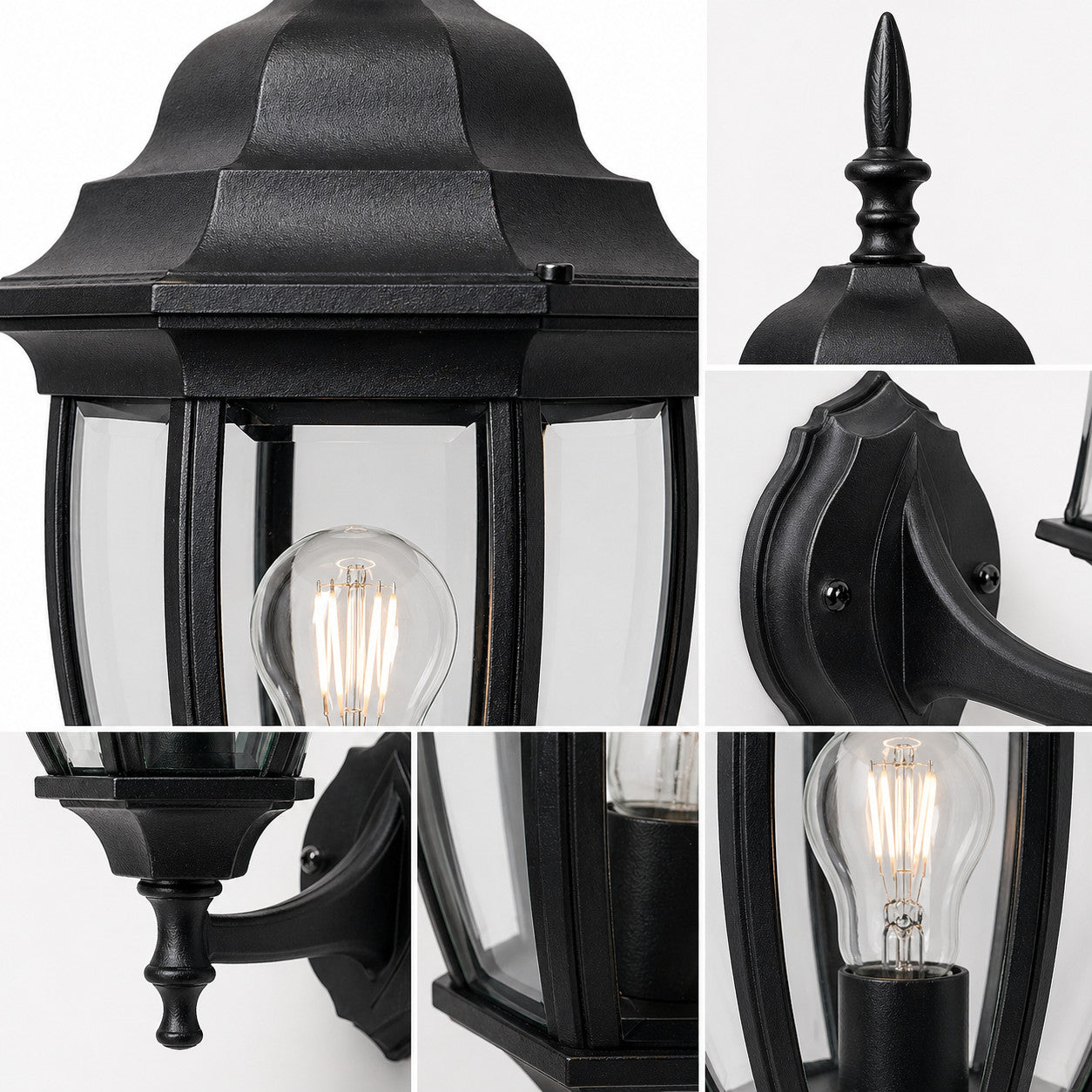 APPLIQUE DA ESTERNO LANTERNA NERA PARETE E27 MAX 60W CLASSICA GIARDINO IP44 A2-S