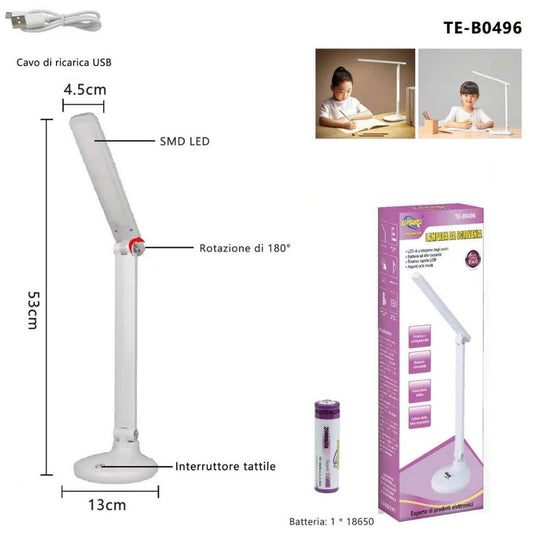 LAMPE TACTILE RECHARGEABLE PLIABLE 180° LUMIÈRE LED BUREAU ET TABLE TE-B0496