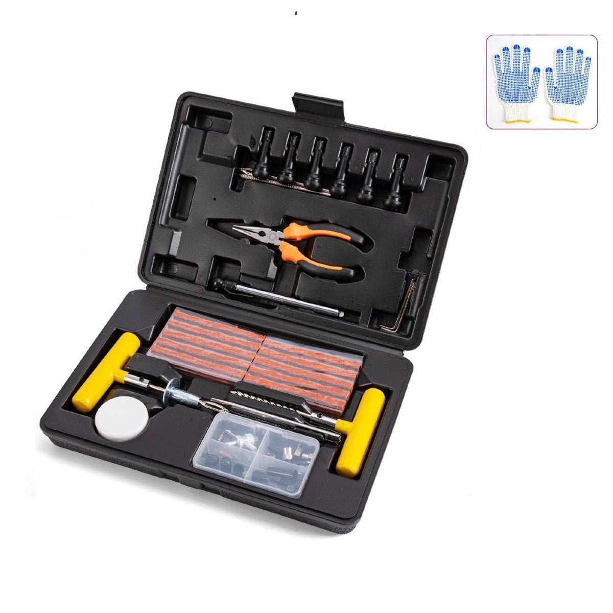 KIT RIPARAZIONE PER GOMME AUTO DA 100 PEZZI TUBLESS EMERGENZA VALIGETTA CTC-856
