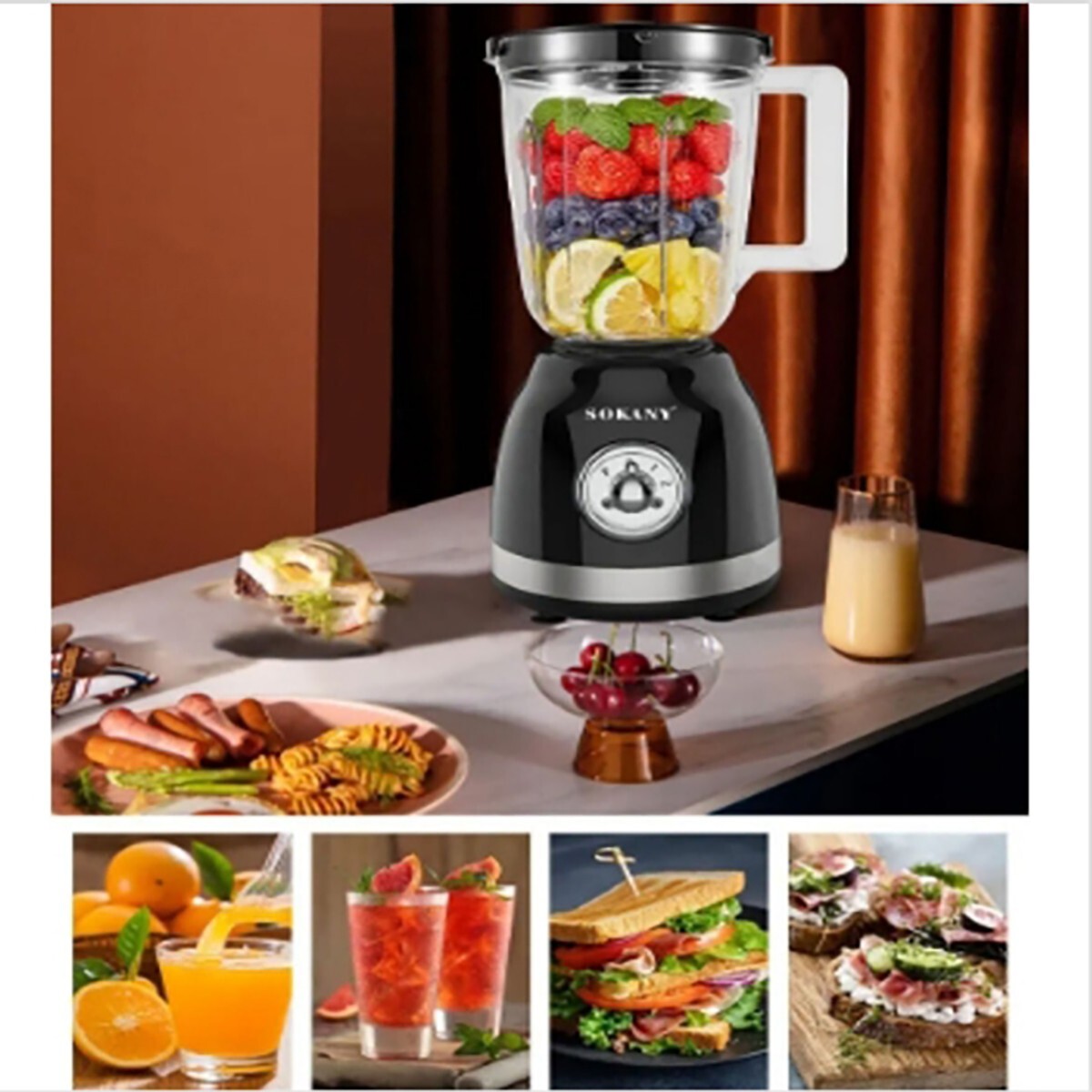 FRULLATORE ELETTRICO 2 IN 1 MACINA CAFFE TRITATUTTO 500W MIXER FRUTTA 1.5L SK163