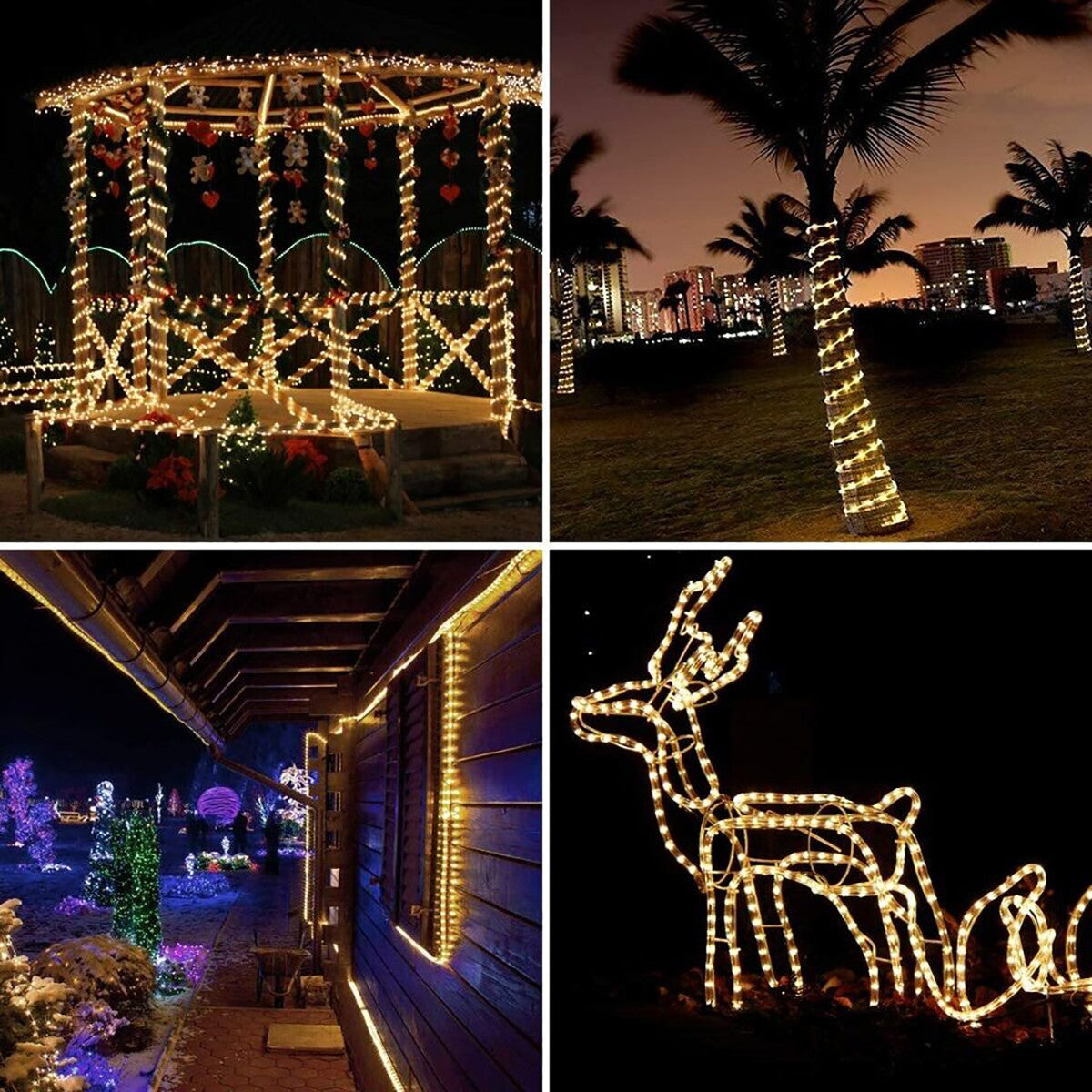 TUBE LUMINEUX LED LUMIÈRES DE NOËL ÉTANCHE EXTÉRIEUR BLANC NATUREL 10 MÈTRES