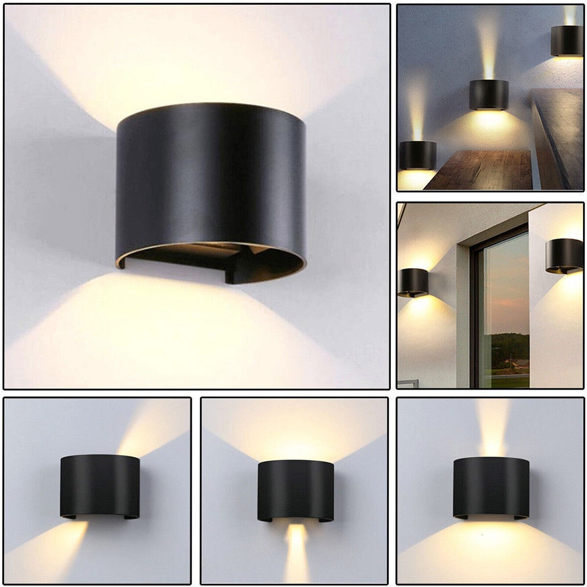 APPLIQUE LED COB LAMPE MURALE 20W OVALE NOIR NATUREL INTÉRIEUR EXTÉRIEUR 19