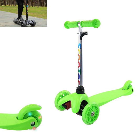TROTTINETTE ENFANT 3 ROUES AVEC GUIDON RÉGLABLE ET ROUES LUMINEUSES VERT