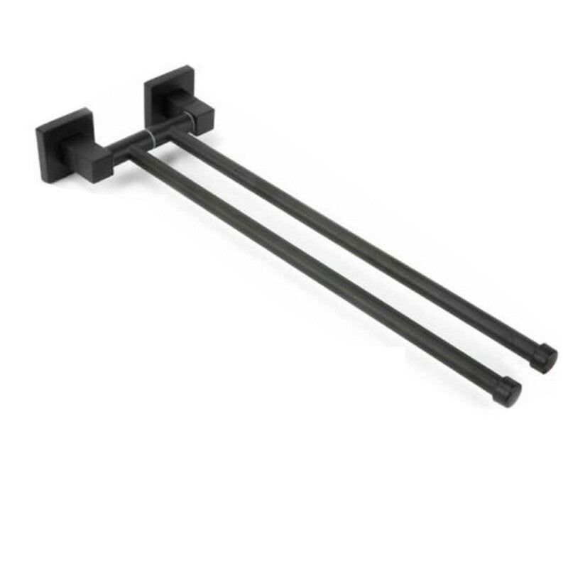 PORTE-SERVIETTE 2 BARRES SUPPORT MURAL SALLE DE BAIN BARRE MAISON NOIR 02117
