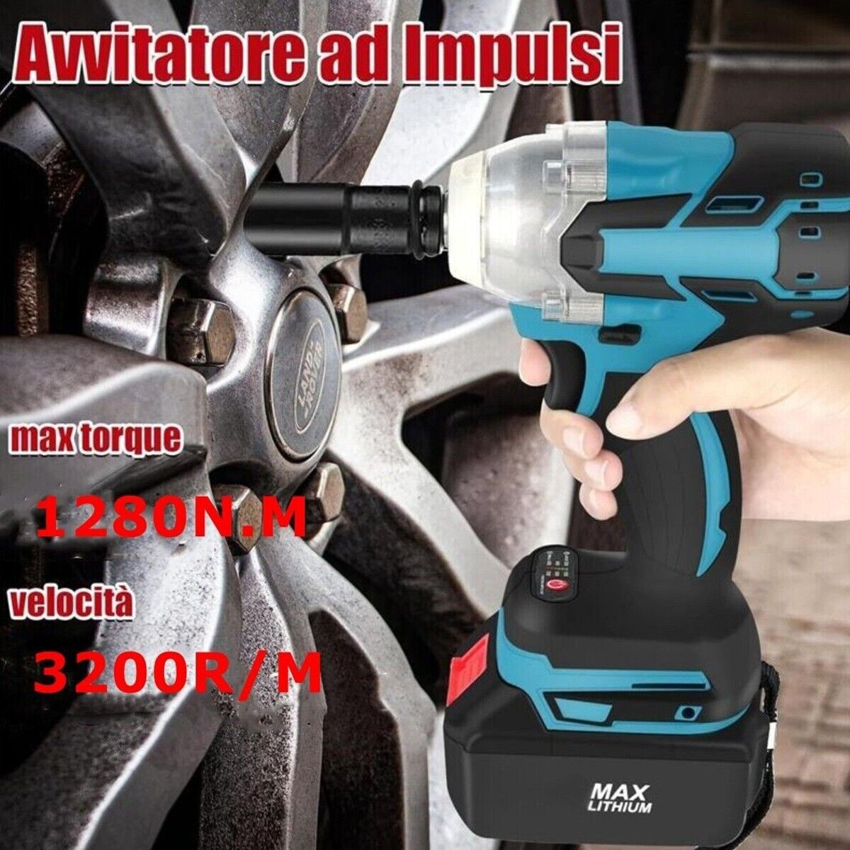 KIT AVVITATORE AD IMPULSI E TRAPANO CON 2 BATTERIE 88V 3200 GIRI ATTREZZI 1280NM