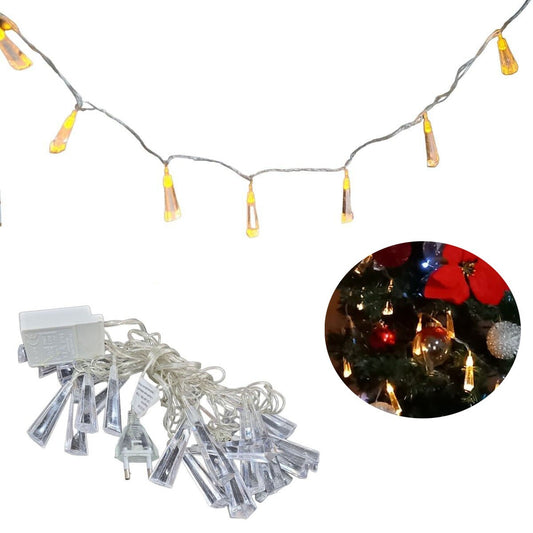 GUIRLANDE LUMINEUSE DIAMANTS LUMIÈRE CHAUDE GOUTTE DE ROSÉE 20 LED NOËL FÊTES DÉCORATIONS