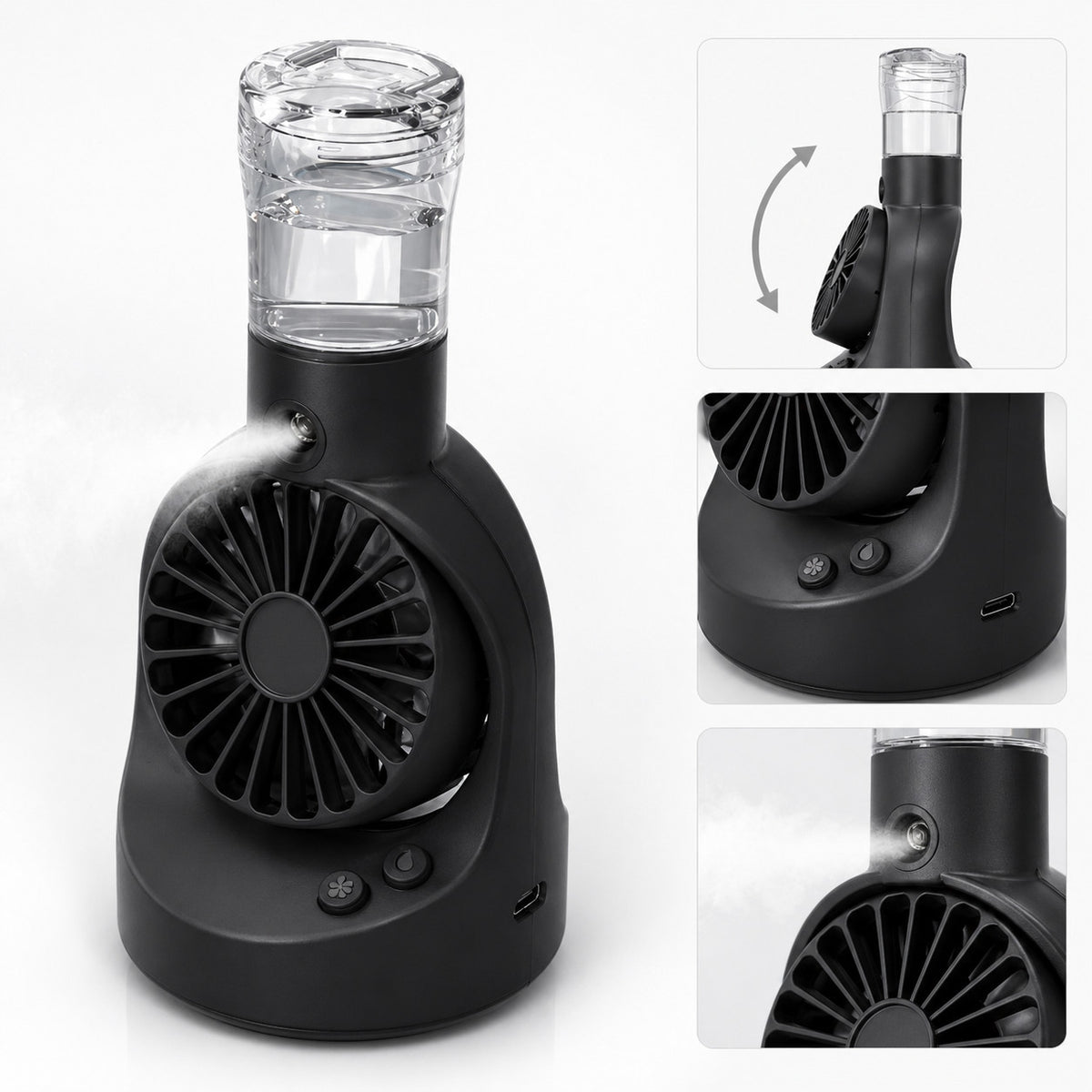 VENTILATEUR PORTATIF AVEC SPRAY RECHARGEABLE USB MINI VENTILATEUR HUMIDIFICATEUR AS-07116