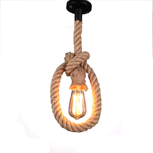 PORTA LAMPADA LAMPADARIO SOSPENSIONE PENDENTE SOFFITTO CORDA E27 NODO VINTAGE