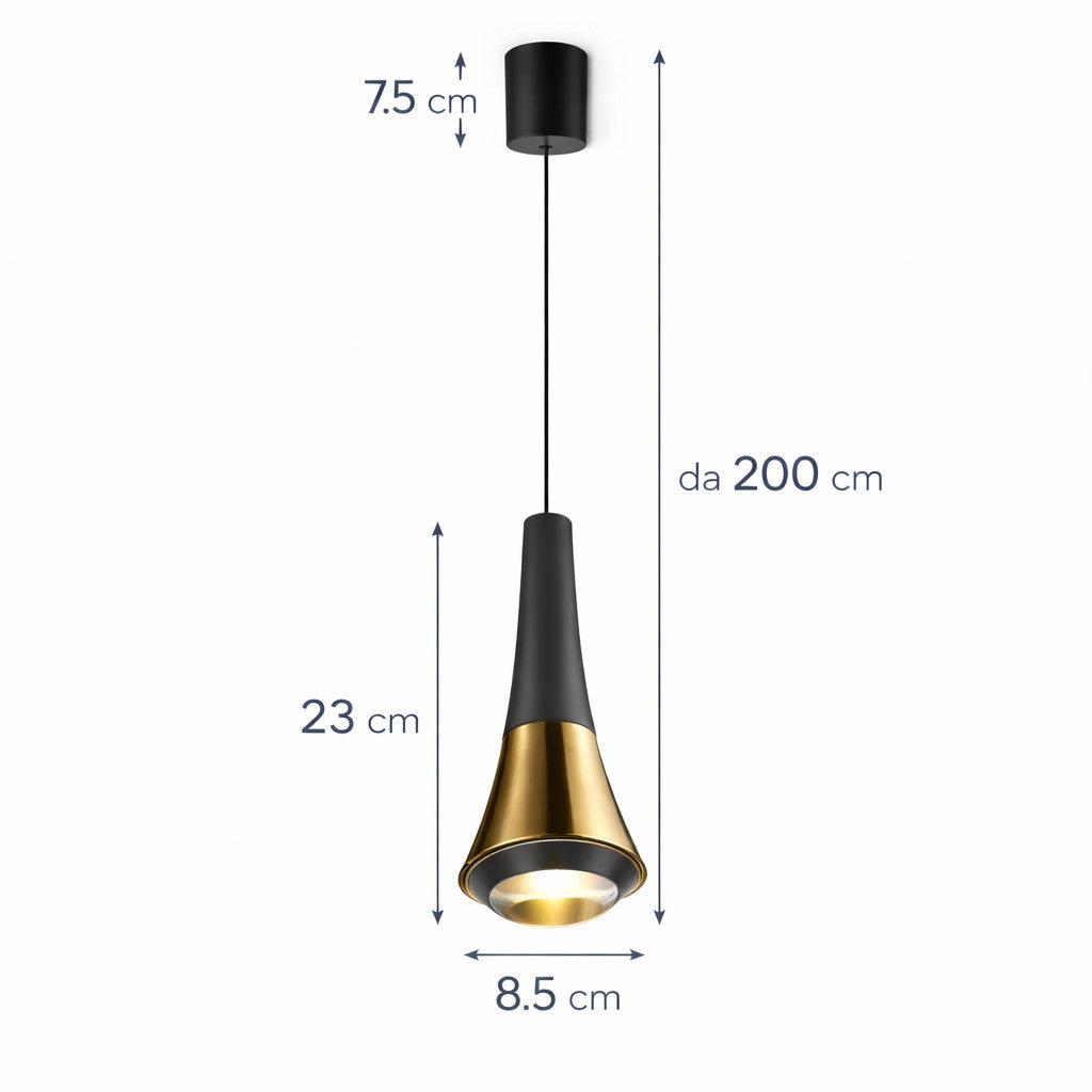 LAMPADA SOSPENSIONE LED 6W REGOLABILE 3 COLORI 3000K 4000K 6000K 530LM LP012