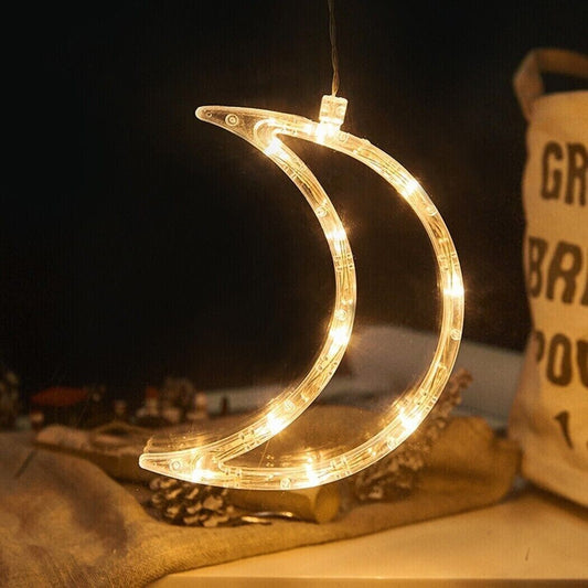 LUNA LUMINOSA LED LUCE BIANCO PORTA FINESTRA VENTOSA ADDOBBI NATALE