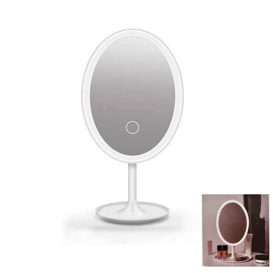 MIROIR DE MAQUILLAGE LUMIÈRE LED BASE PIVOTANTE USB OVALE MAQUILLAGE ÉCLAIRÉ TACTILE 299