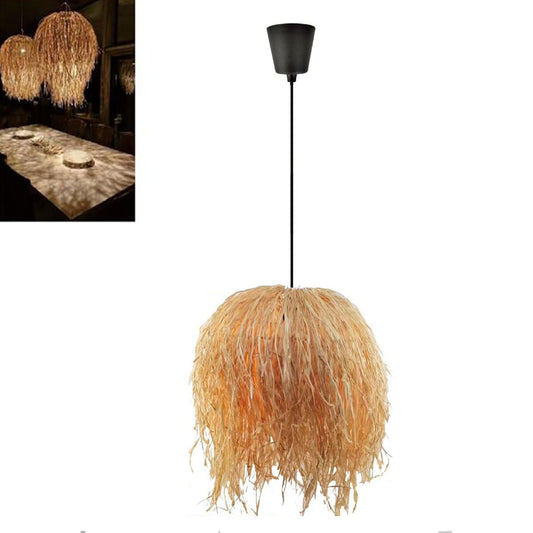 SUSPENSION ROTTIN NATUREL JUTE TRESSÉ E27 PLAGE ET-31384