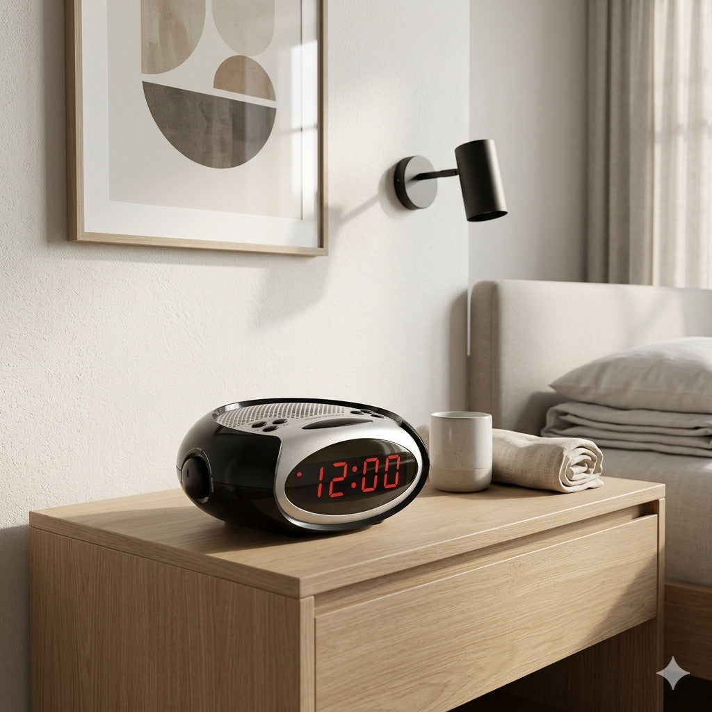 RADIOSVEGLIA SVEGLIA DIGITALE LED RADIO FM LED SNOOZE COMODINO USB 12CM AS-08098