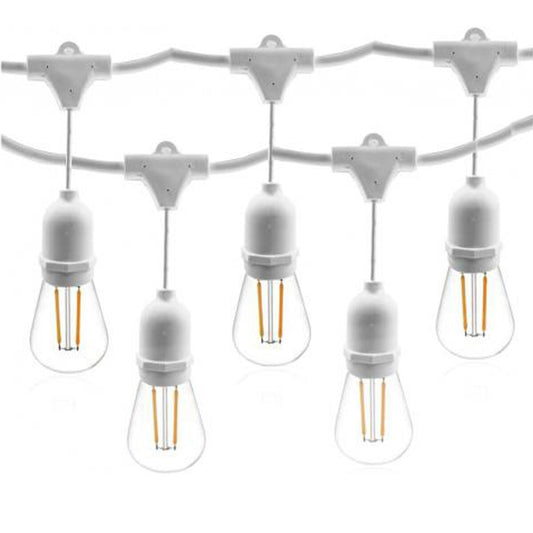 GUIRLANDE LUMINEUSE 5M ET 10 DOUILLES E27 BLANCHE PROLONGEABLE IP54 INTÉRIEUR EXTÉRIEUR
