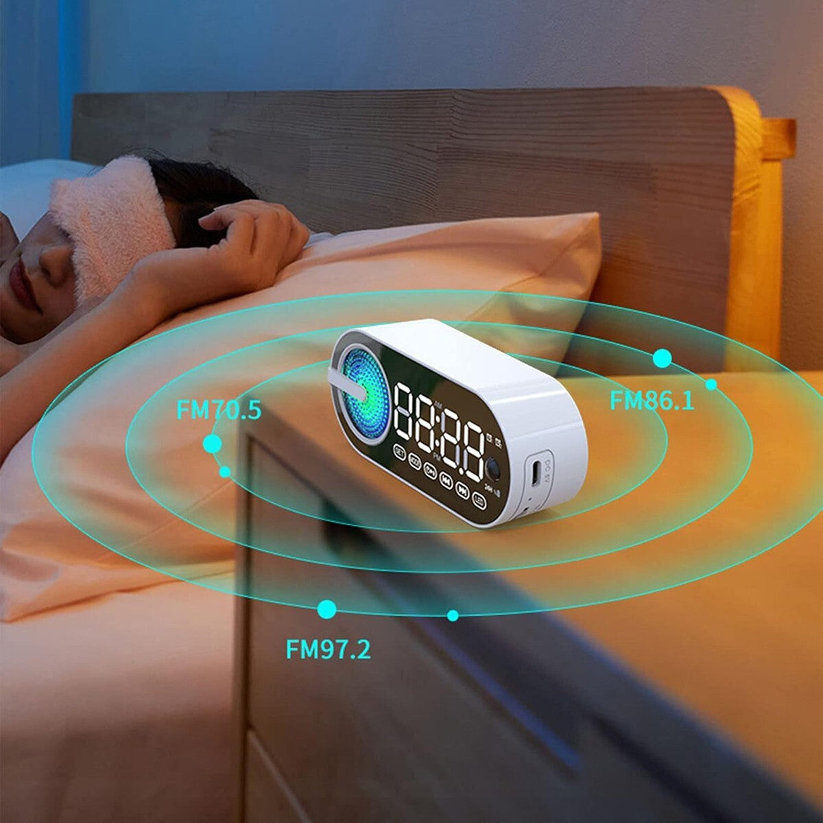 ENCEINTE BLUETOOTH SANS FIL AVEC RÉVEIL PORTABLE AUDIO CAISSON DE BASSES RADIO FM
