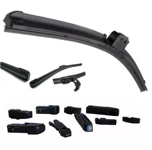 SPAZZOLE TERGICRISTALLI PIOGGIA UNIVERSALE AUTO AERO FLAT 9 ATTACCHI 20" 500 mm