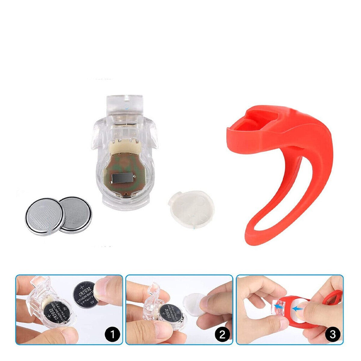 KIT 2 LUCI A LED POSIZIONE BICI SILICONE ANTERIORE POSTERIORE BICICLETTA LIGHT