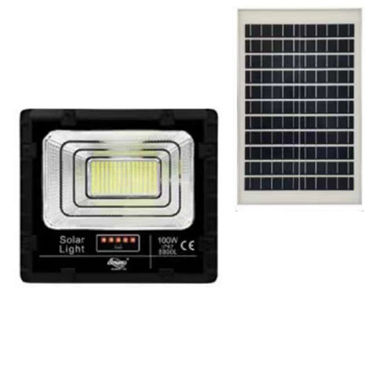 PROJECTEUR LED SPOT HAUTE LUMINOSITÉ PANNEAU SOLAIRE CRÉPUSCULAIRE TÉLÉCOMMANDE 100W