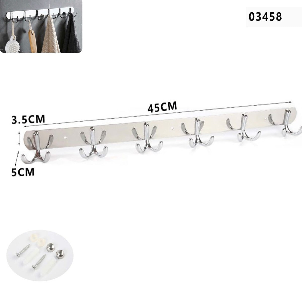 APPENDIABITI 6 GANCI BAGNO MURO GANCIO ASCIUGAMANI CASA CROMATO DA PARETE 03458