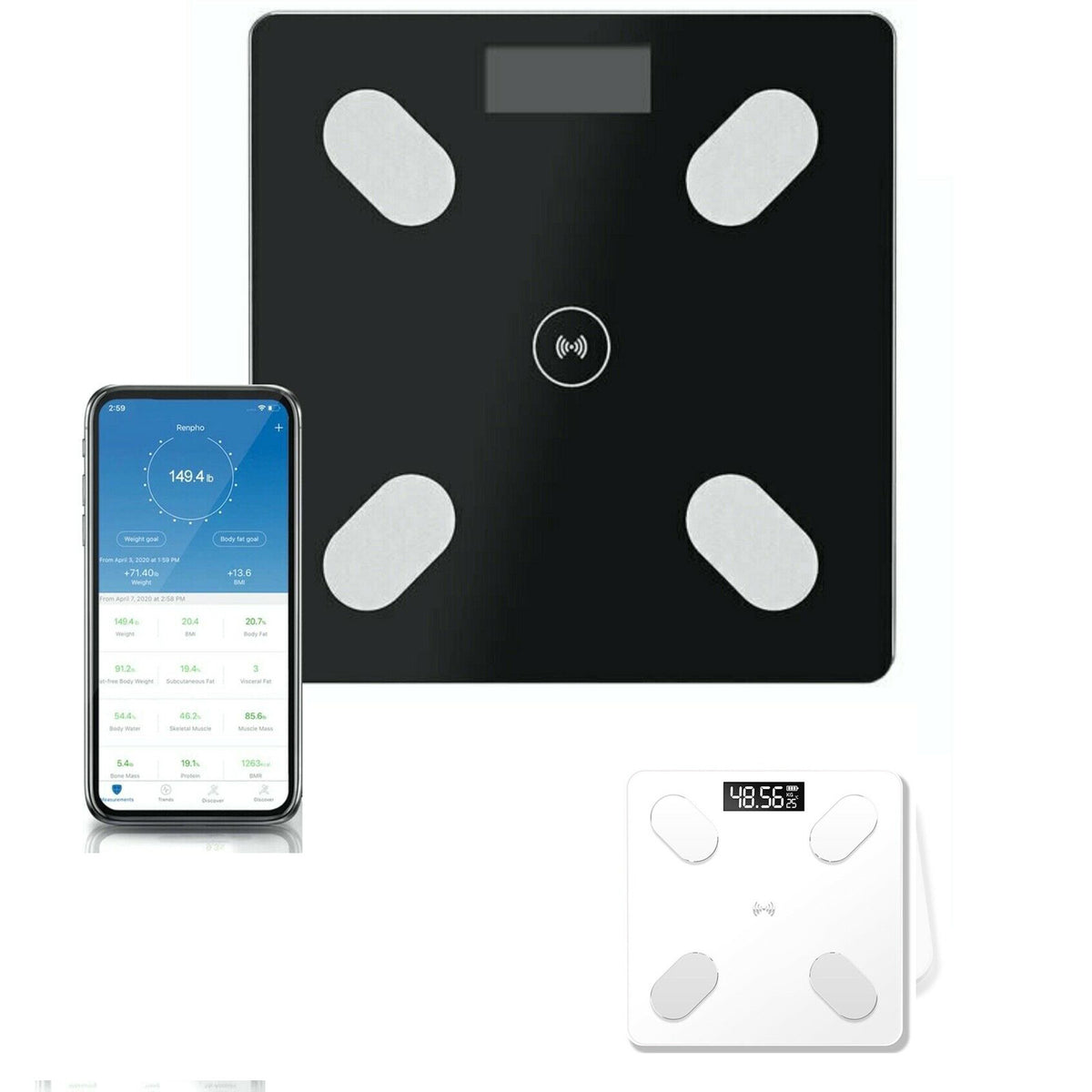 BALANCE PÈSE-PERSONNE NUMÉRIQUE ÉLECTRONIQUE BLUETOOTH EN VERRE PORTÉE 180 KG B24