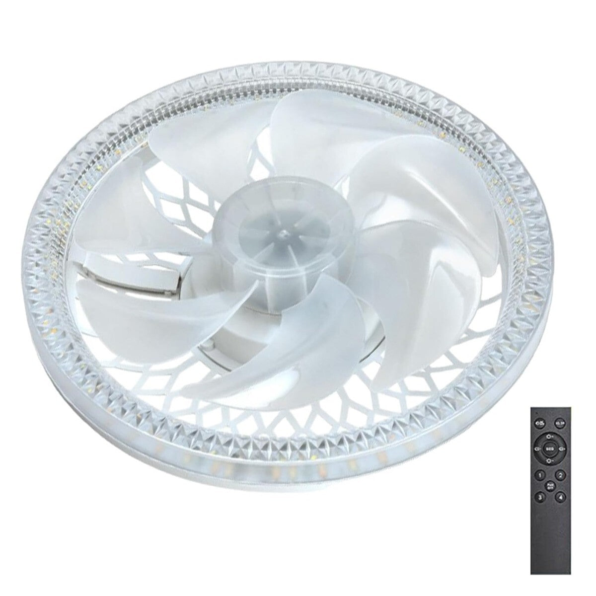 LAMPADA VENTILATORE PLAFONIERA LED SOFFITTO E27 DIMMERABILE CON TELECOMANDO 48W