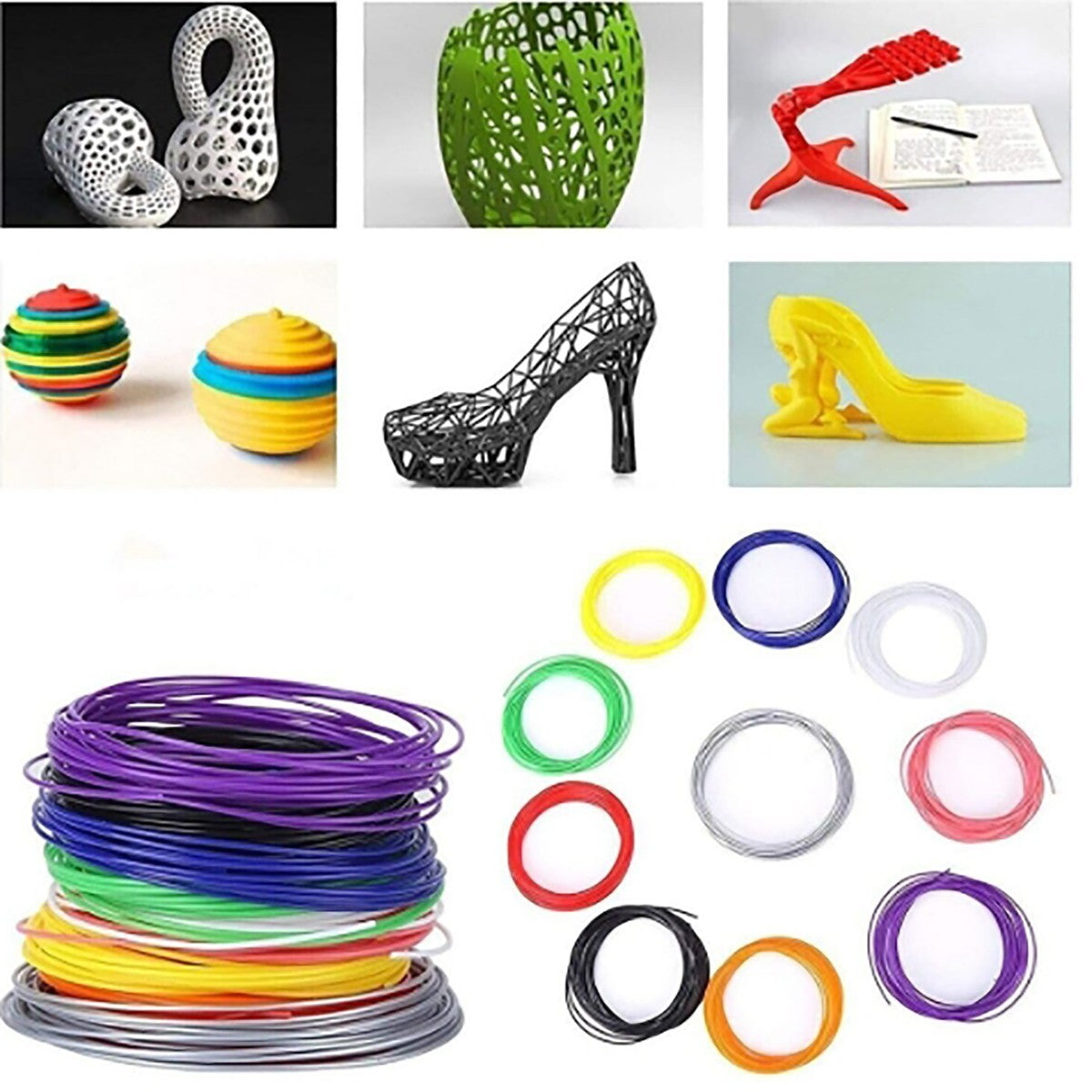 KIT 20 FILAMENTI MISTE PER PENNA 3D PLA DISEGNI RICARICA RICAMBIO VARI COLORI