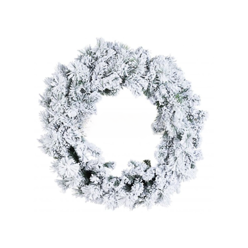 GHIRLANDA PINO VERDE INNEVATA 50CM EFFETTO NEVE CORONA ADDOBBI DI NATALE