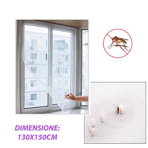 MOUSTIQUAIRE DE FENÊTRE ADHÉSIVE TISSU ANTI-MOUSTIQUES INSECTES BLANC 130x150CM