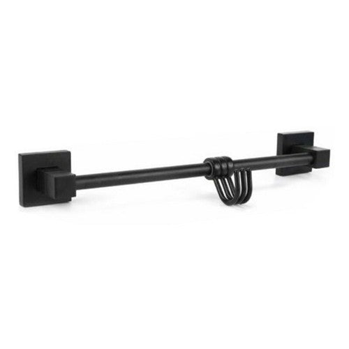 PORTA ASCIUGAMANI 3 GANCI SUPPORTO ARREDO BAGNO CASA CUCINA NERO 02113