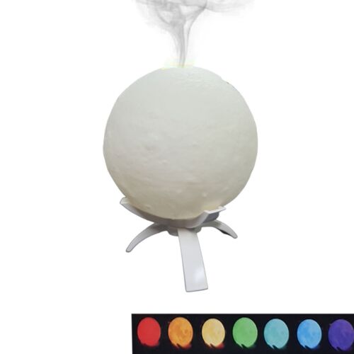 UMIDIFICATORE LAMPADA LUNA LUCE RGB LED AROMATERAPIA DIFFUSORE AROMI FUMO 13CM