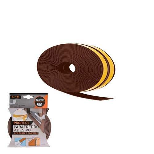 JOINT ADHÉSIF BROSSE COUPE-FROID 6 M PORTES FENÊTRES MARRON 0.9 CM I