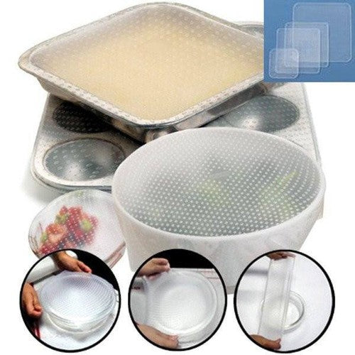 LOT DE 4 FILMS ALIMENTAIRES LAVABLES ET RÉUTILISABLES STRETCH AND FRESH