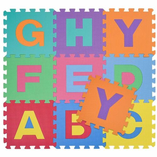 TAPPETINO TAPPETO PUZZLE LETTERE COLORATI GIOCO BAMBINO 29.5X29.5CM GOMMA EVA
