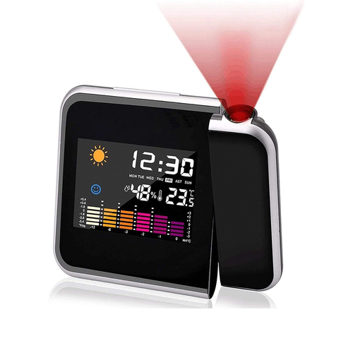 RÉVEIL DE CHEVET NUMÉRIQUE AVEC PROJECTEUR LASER HYGROMÈTRE HORLOGE DATE JS-016