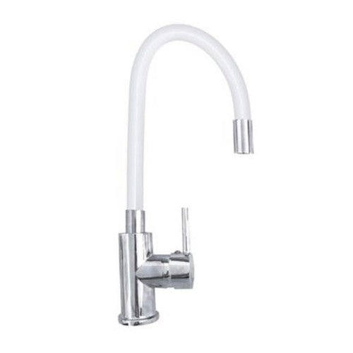 MISCELATORE CANNA ALTA FLESSIBILE RUBINETTO MONOCOMANDO CUCINA BIANCO 1987-2
