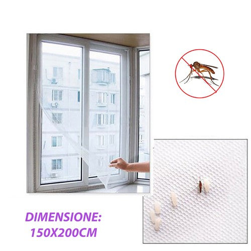 MOUSTIQUAIRE ADHÉSIVE POUR FENÊTRE VOILE ANTI-MOUSTIQUES INSECTES BLANC 150x200CM