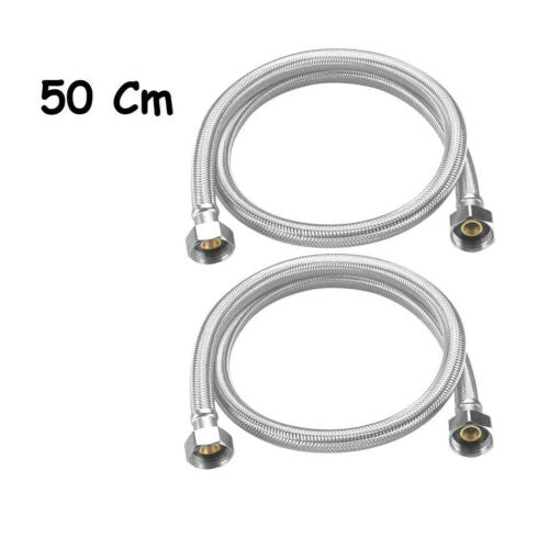 COPPIA TUBO FLESSIBILE 50CM TUBI ACQUA CALDA E FREDDA CALDAIA 1/2X1/2 DGO-172