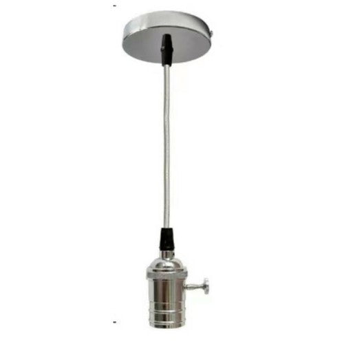 DOUILLE LUSTRE SUSPENSION PLAFONNIER PENDENTIF VINTAGE 2M CHROME GRIS
