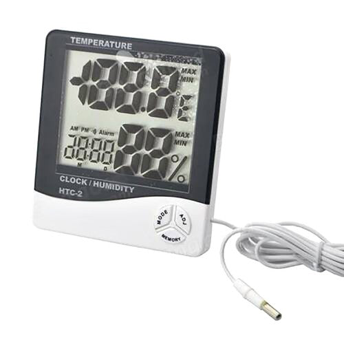 THERMOMÈTRE HYGROMÈTRE DIGITAL TEMPÉRATURE HUMIDITÉ HEURE DATE MAISON HTC-2 AVEC SONDE