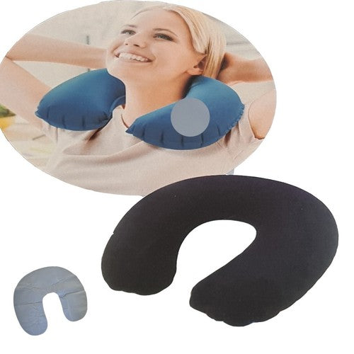 CUSCINO DA VIAGGIO GONFIABILE PVC COLLO VIAGGI AUTO AEREO TRENO 90151