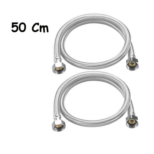 COPPIA TUBO FLESSIBILE 50CM TUBI ACQUA CALDA E FREDDA CALDAIA 1/2X1/2 DGO-172