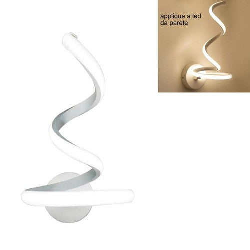 APPLIQUE LAMPADA INTERNO MODERNA PARETE MURO SPIRALE 13W LUCE CALDA ST-002