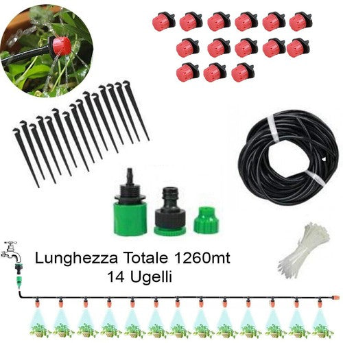 KIT D'ARROSAGE GOUTTE À GOUTTE DE 13 MÈTRES ET 14 BUSES SYSTÈME D'IRRIGATION DE JARDIN