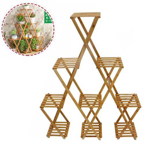 ÉTAGÈRE PORTE-PLANTES BAMBOU 6 NIVEAUX POTS FLEURS SALON 70441